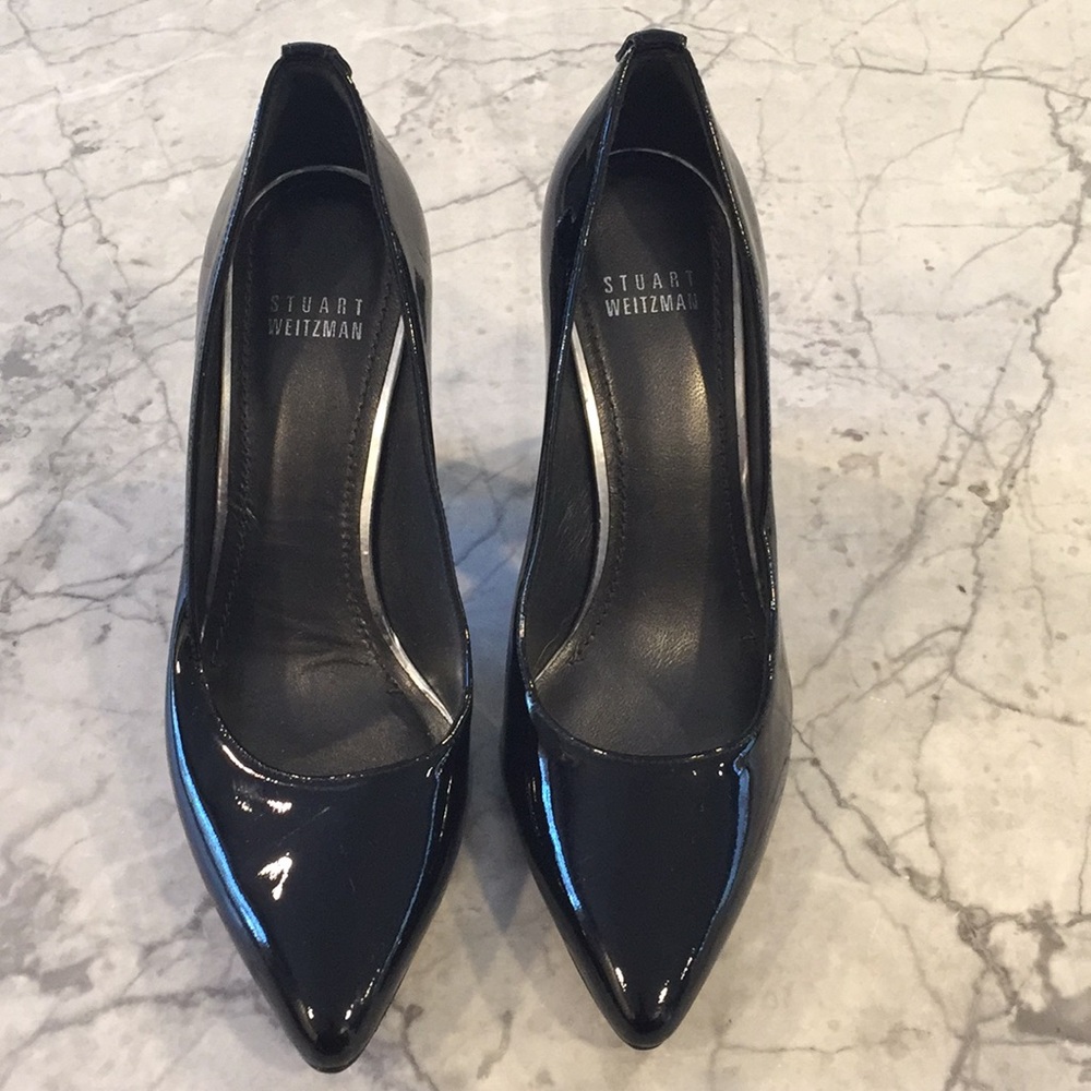 Stuart Weitzman Black Patent Pump, 6.5